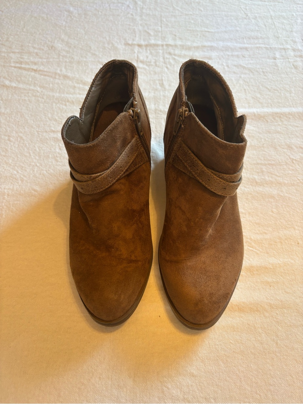 Sonoma Brown Suede Ankle Booties with Foldover Cuff